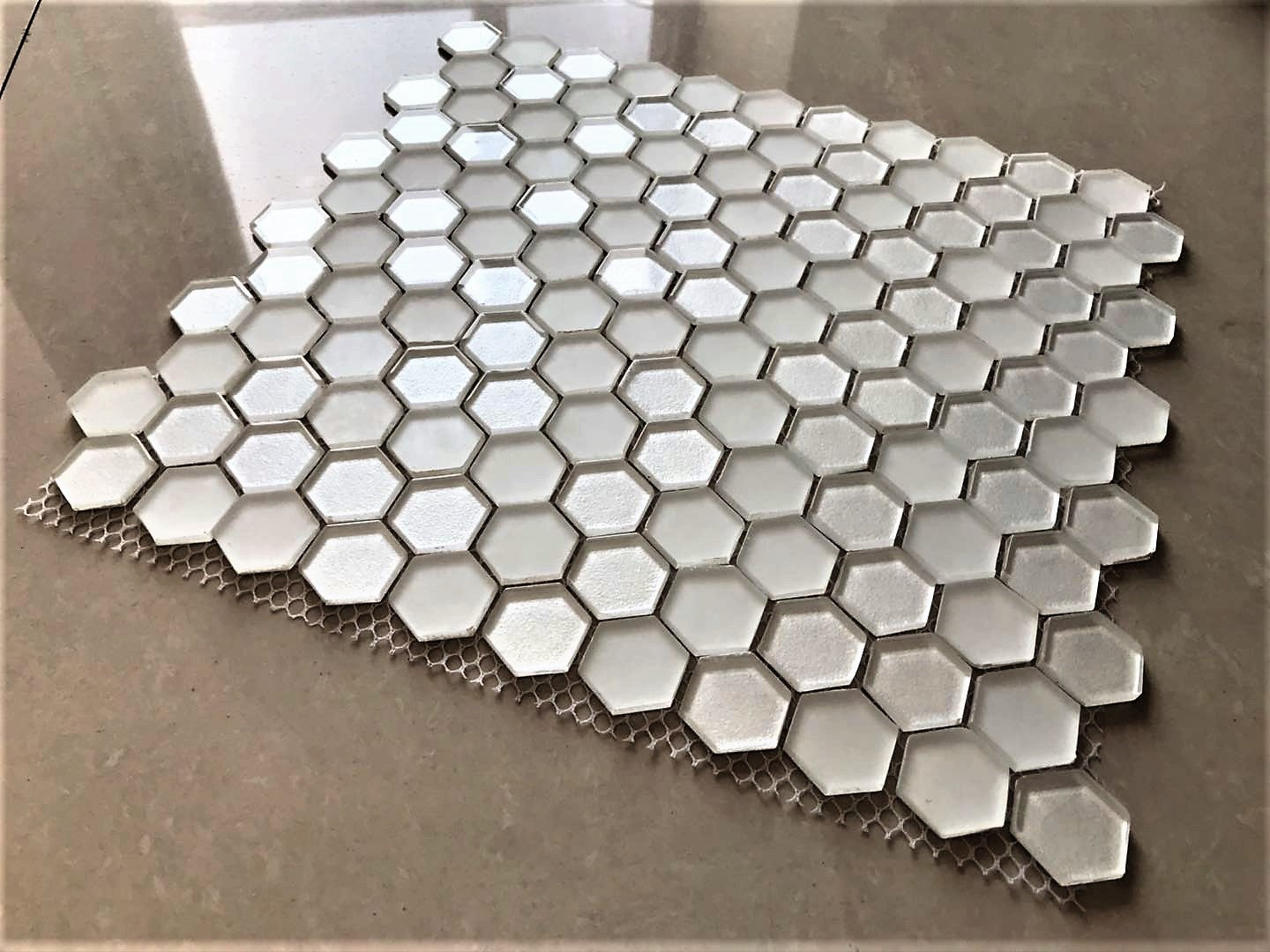 Hex Collection Mosaic Glass Tiles  Shower Detail - American Bath Factory