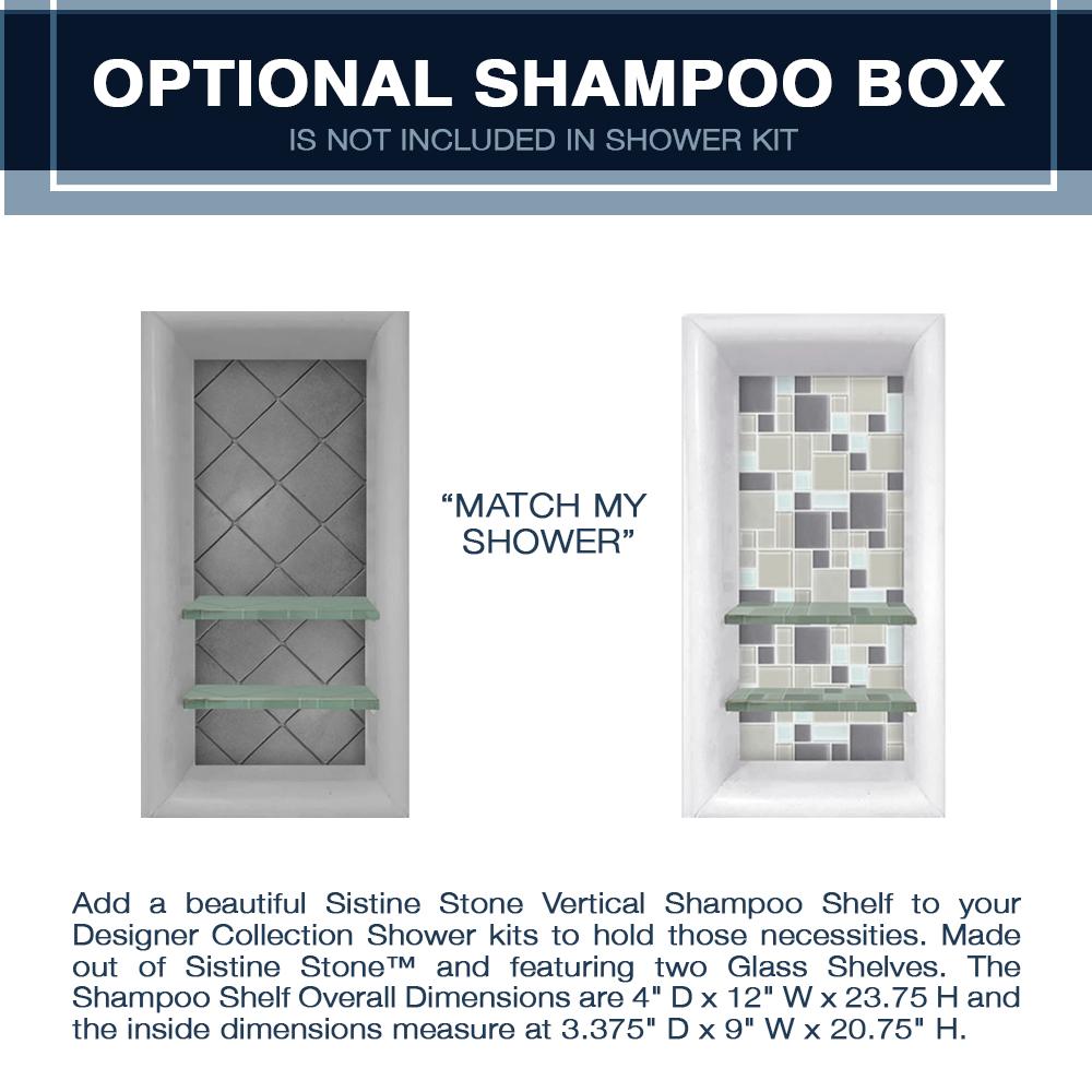 Freedom Grio Marble Del Mar Mosaic Alcove Shower Enclosure Kit