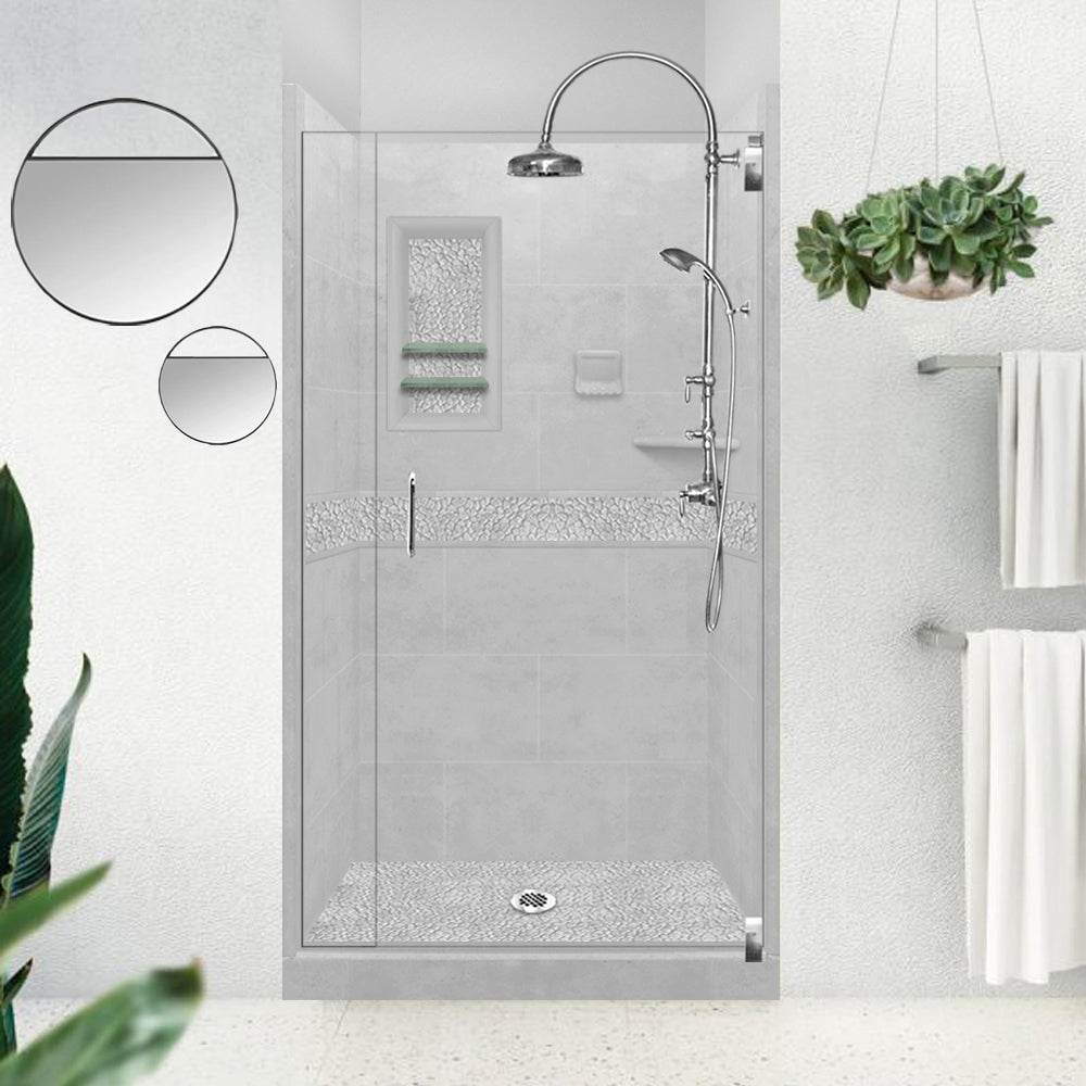 Pebble Portland Cement Small Alcove Shower Enclosure Kit