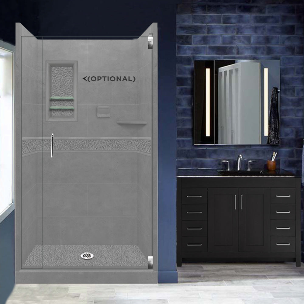 Pebble Wet Cement Small Alcove Shower Enclosure Kit