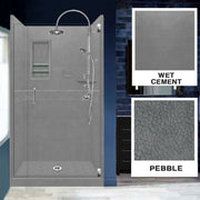 Pebble Wet Cement Small Alcove Shower Enclosure Kit