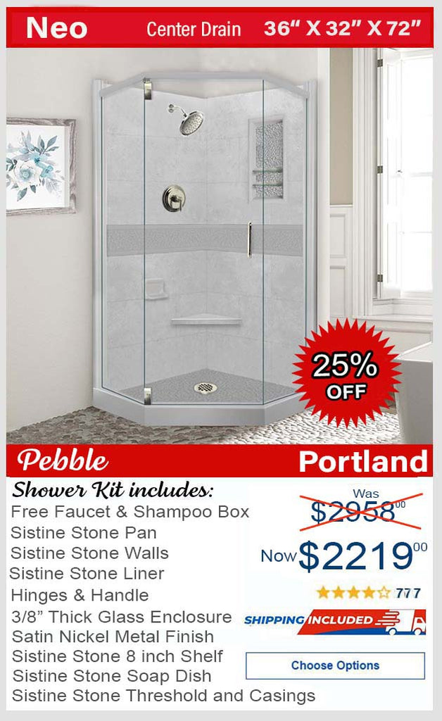 Clearance-Pebble Portland Cement Neo Shower Kit (FREE F92SB FAUCET)(45)