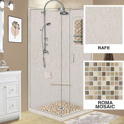 Rafe Marble Roma Mosaic Corner Shower Kit