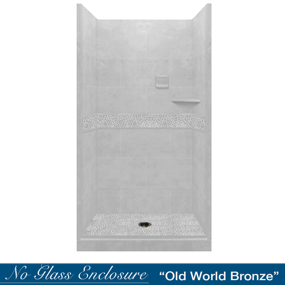 Pebble Portland Cement Small Alcove Shower Enclosure Kit