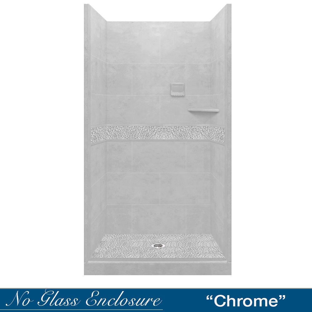 Pebble Portland Cement Small Alcove Shower Enclosure Kit