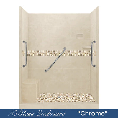ABFSPECIAL-Tuscany Mosaic Desert Sand 60" Alcove Stone Shower Kit
