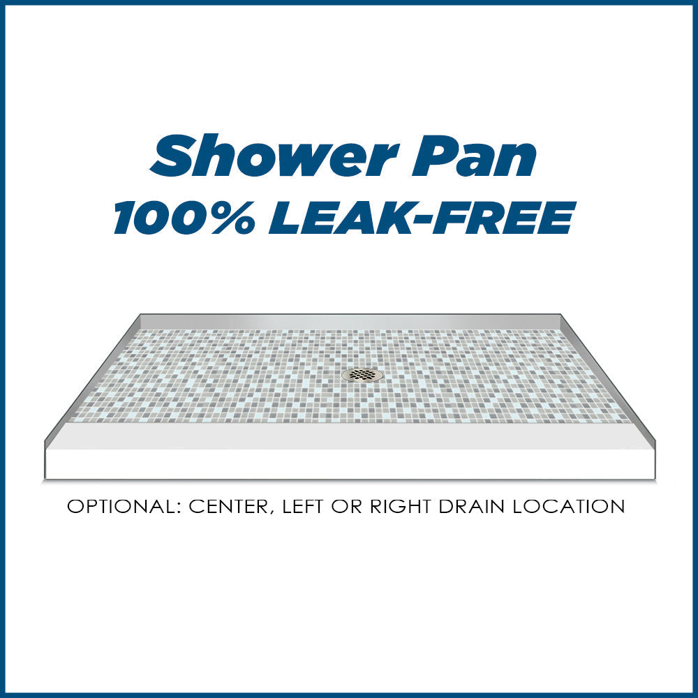 Del Mar Mosaic Natural Buff 60" Alcove Shower Kit  testing shower - American Bath Factory
