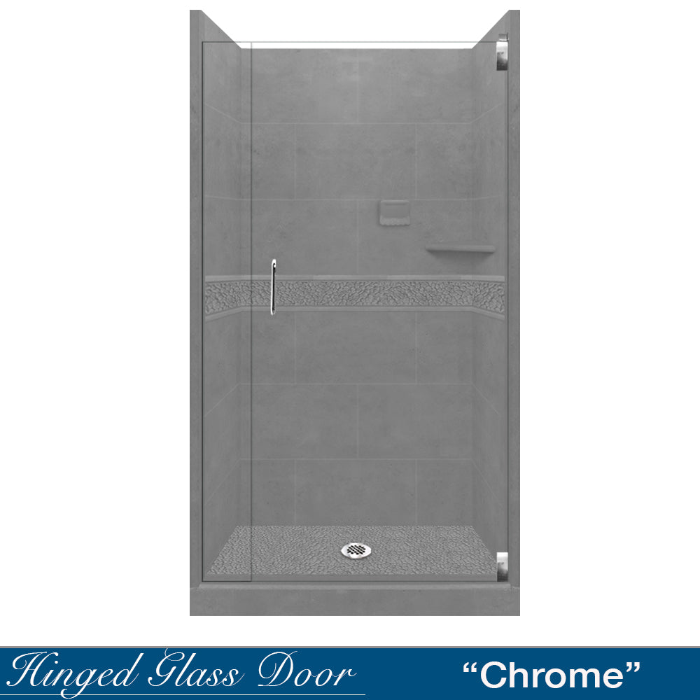 Pebble Wet Cement Small Alcove Shower Enclosure Kit