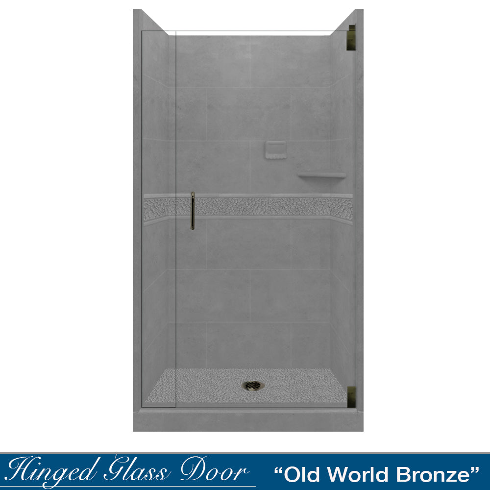 Pebble Wet Cement Small Alcove Shower Enclosure Kit