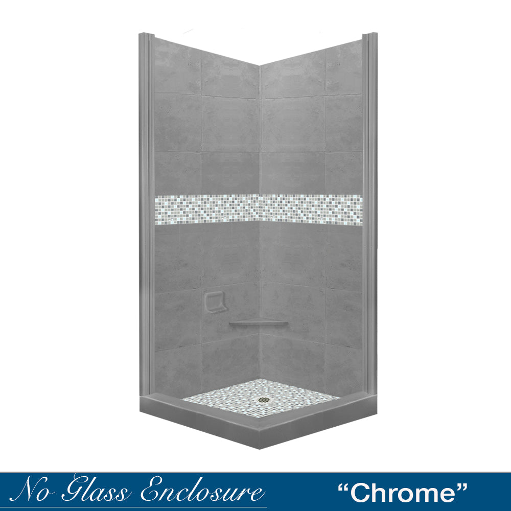 Custom Corner Del Mar Mosaic Wet Cement Shower Kit (FREE F92 FAUCET & TILE NICHE)