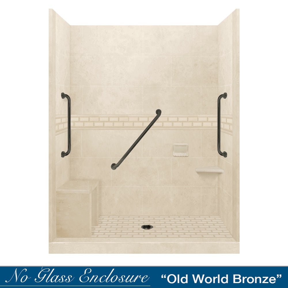 Freedom Subway Desert Sand 60" Alcove Shower Enclosure Kit