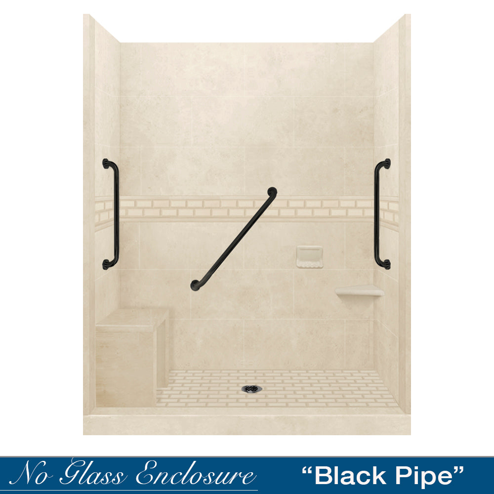 Freedom Subway Desert Sand 60" Alcove Shower Enclosure Kit