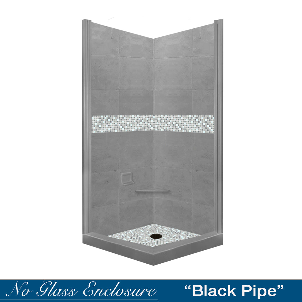 Custom Corner Del Mar Mosaic Wet Cement Shower Kit (FREE F92 FAUCET & TILE NICHE)