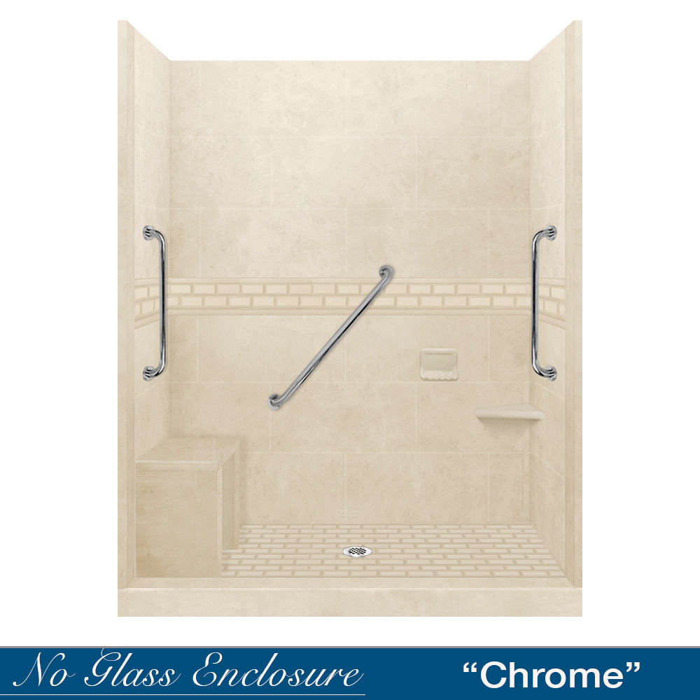 Freedom Subway Desert Sand 60" Alcove Shower Enclosure Kit