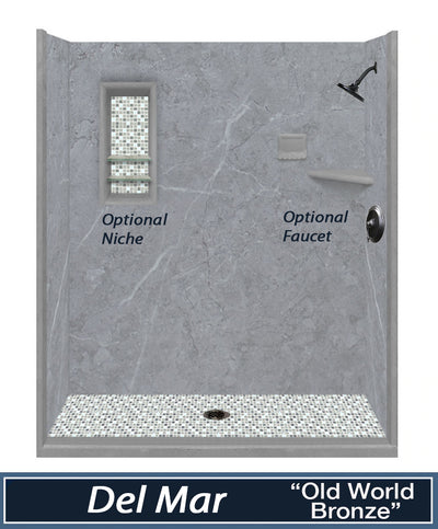 Sale Greo Marble with Mosiac Accent,  Alcove Shower Kit (save $1,350 was $2,849)