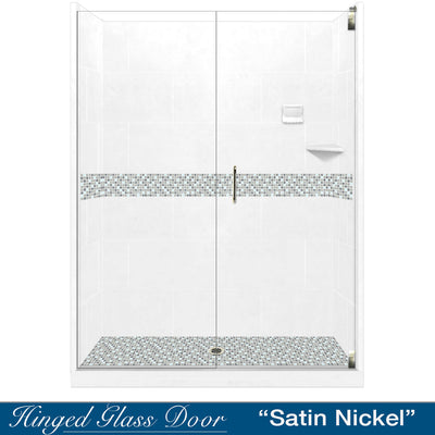 Del Mar Mosaic Natural Buff 60" Alcove Shower Kit  testing shower - American Bath Factory