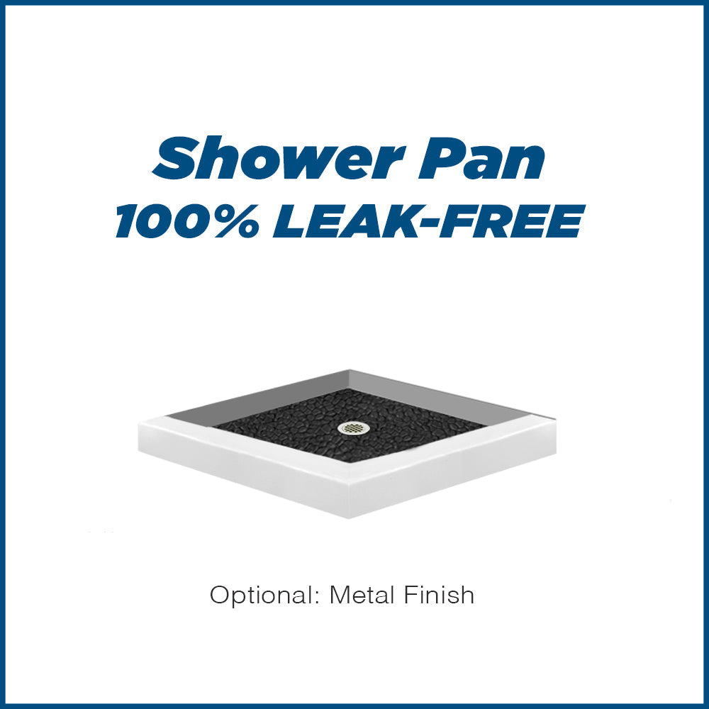 SPECIAL-Pebble Natural Buff Black Accent Corner Shower Kit (FREE F92 FAUCET)
