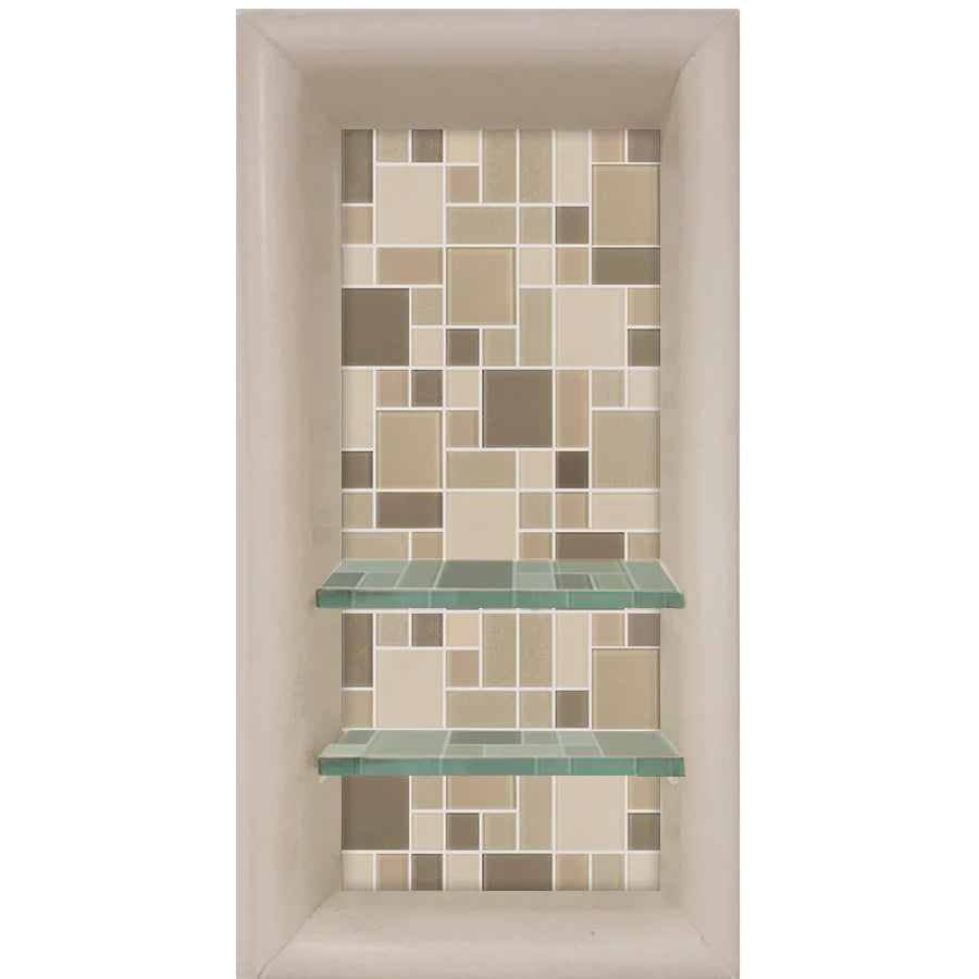 Freedom Tuscany Mosaic Brown Sugar 60" Alcove Stone Shower Enclosure Kit (FREE F92 FAUCET & TILE NICHE)