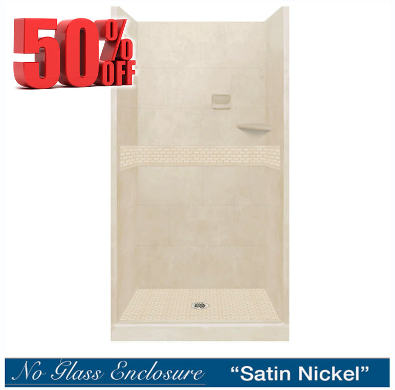 SPECIAL-Classic Desert Sand Small Alcove Shower Kit (FREE- Shampoo Niche)