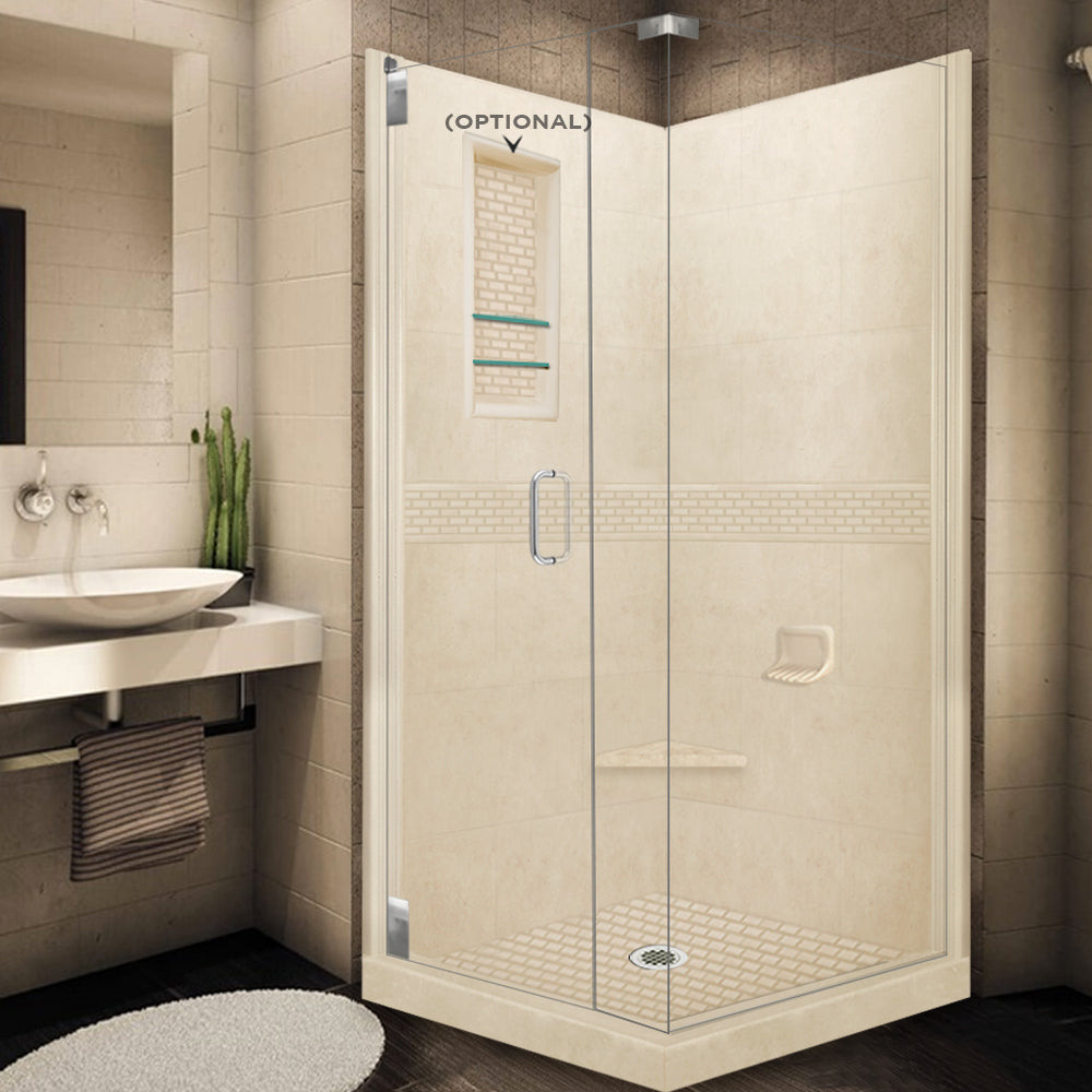 Corner Desert Sand Sistine Stone & Classic Stone Accent ("DIY Shower Remodel Kit")