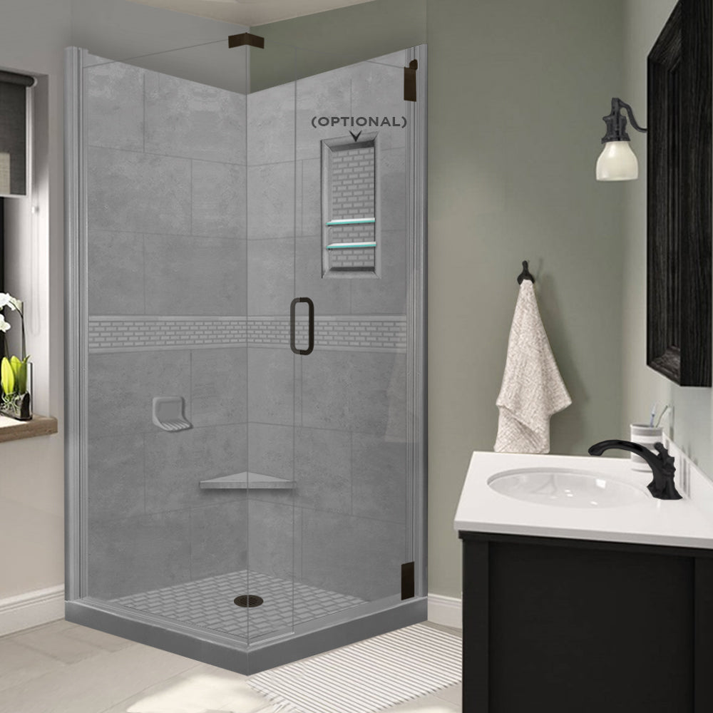 Corner Wet Cement Sistine Stone & Classic Stone Accent ("DIY Shower Remodel Kit")
