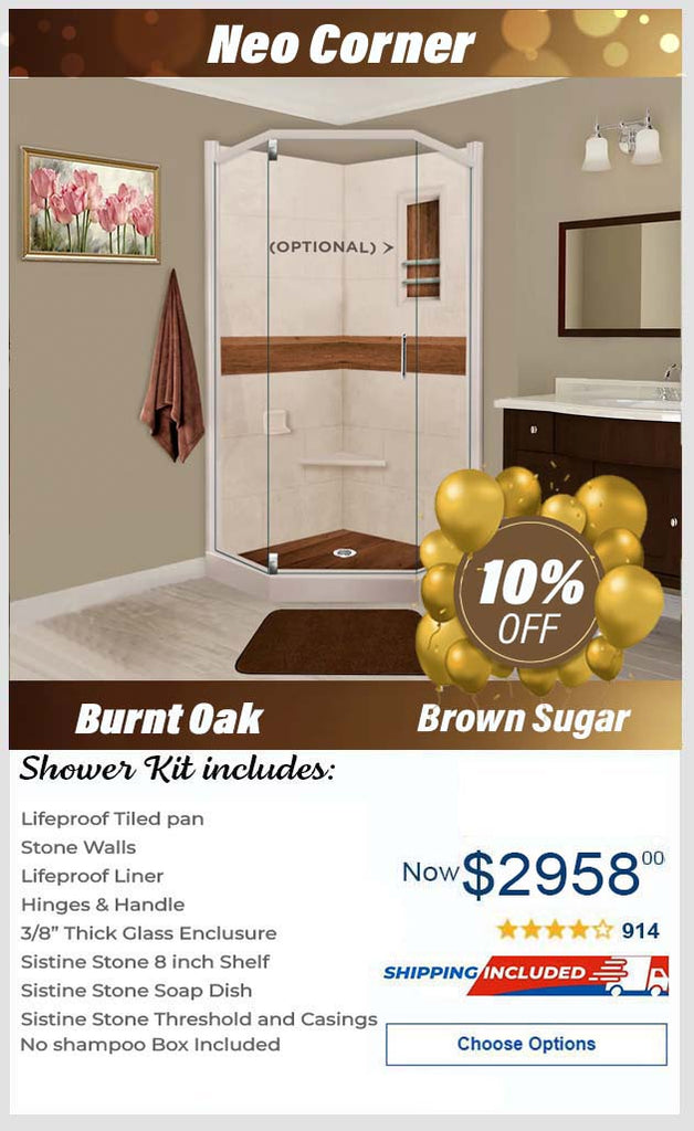 Lifeproof-Burnt Oak Brown Sugar Neo Shower Enclosure Kit
