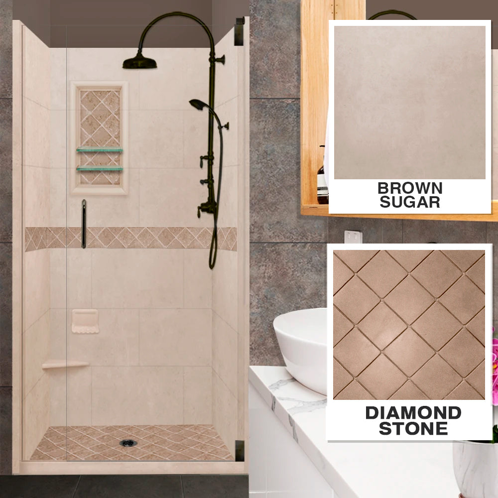 Alcove Brown Sugar Sistine Stone & Diamond Stone Accent ("DIY Shower Remodel Kit")