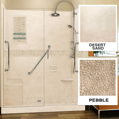 Freedom Pebble Desert Sand 60" Alcove Shower Enclosure Kit