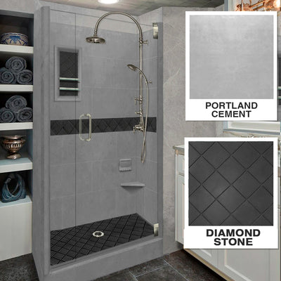 Diamond Wet Cement Small Alcove Shower Enclosure Kit