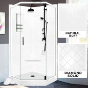 Neo-Angle Natural Buff Sistine Stone & Diamond Stone Accent Shower Remodel Kit