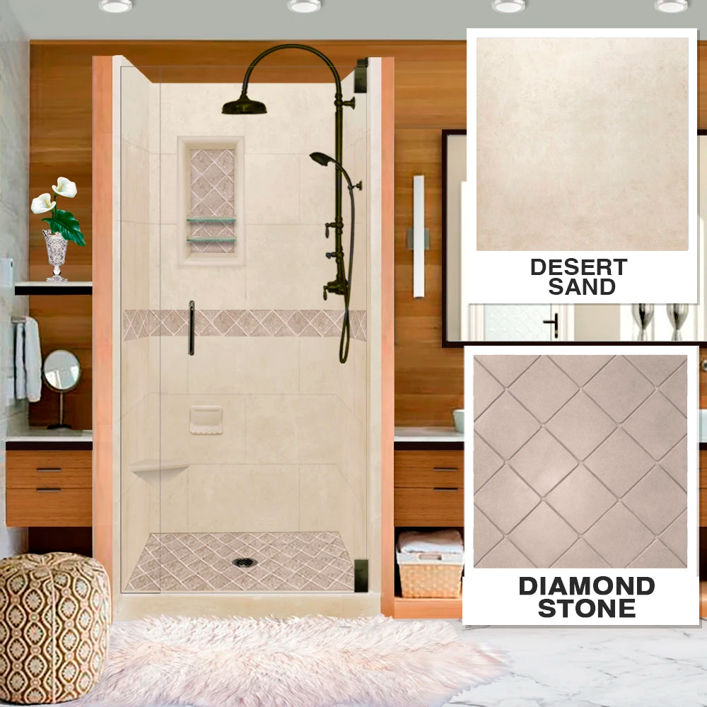 Alcove Desert Sand Sistine Stone & Diamond Stone Accent ("DIY Shower Remodel Kit")