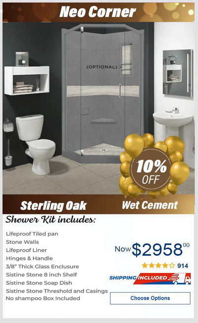 Lifeproof-Sterling Oak Wet Cement Neo Shower Enclosure Kit