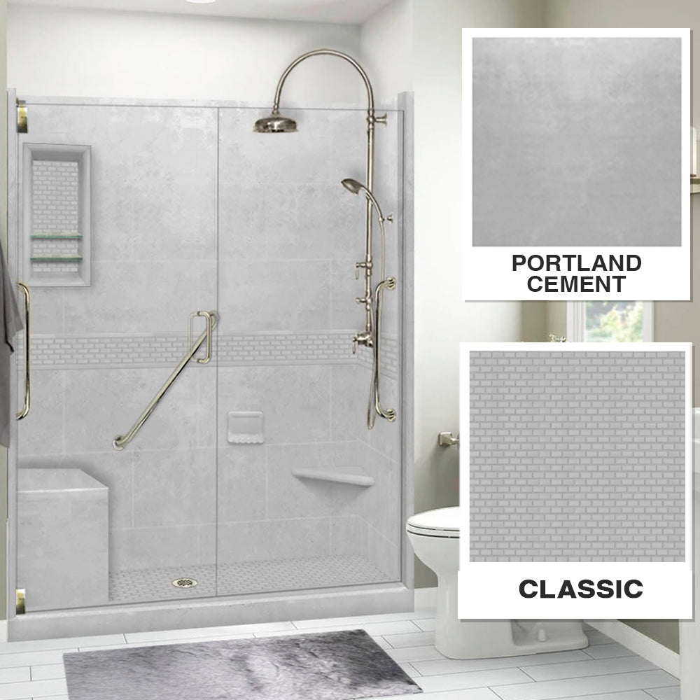 Freedom Classic Portland Cement 60" Alcove Shower Enclosure Kit