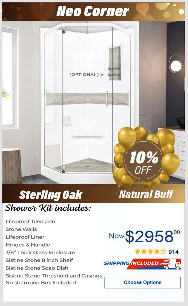 Lifeproof-Sterling Oak Natural Buff Neo Shower Enclosure Kit