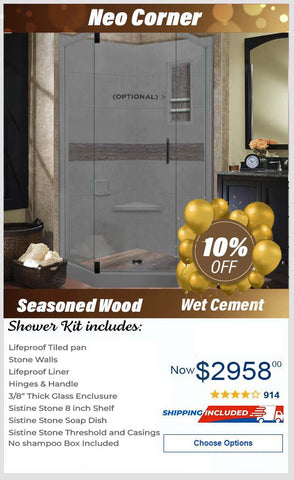 Lifeproof-Seasoned Wood Wet Cement Neo Shower Enclosure Kit