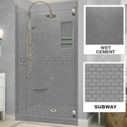 Alcove Wet Cement Sistine Stone & Subway Stone Accent Shower Remodel Kit