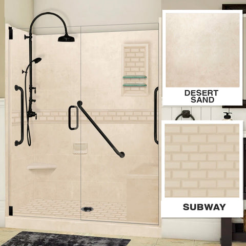 Freedom Subway Desert Sand 60" Alcove Shower Enclosure Kit