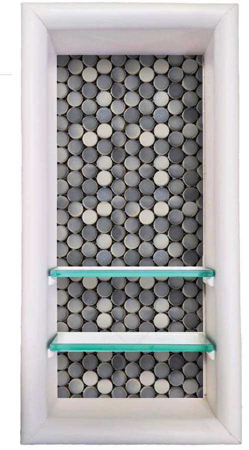 Mosaic, Stone or Wood Accent  Vertical Shampoo Niche