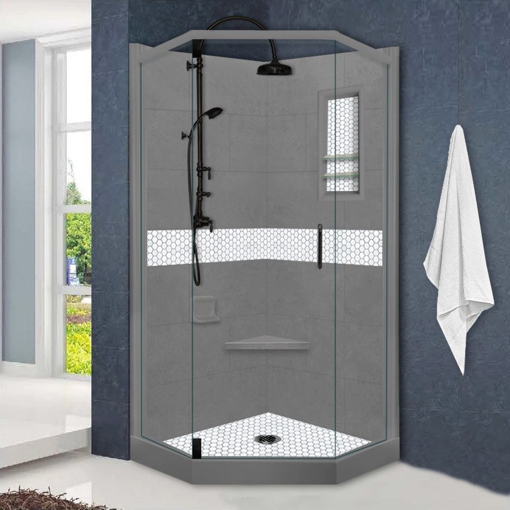 Pearl Hex Mosaic Wet Cement Neo Shower Enclosure Kit