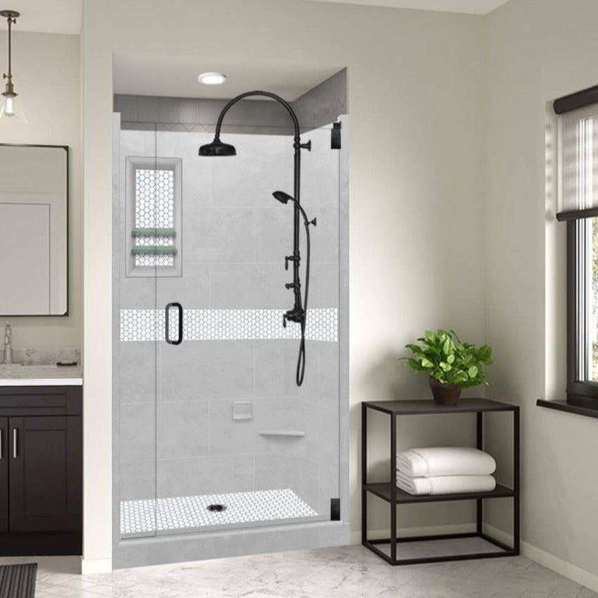 Alcove Portland Cement Sistine Stone & pearl Hex Mosaic Accent ("DIY Shower Remodel Kit")