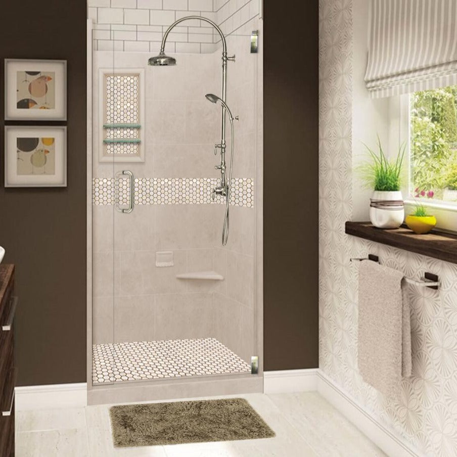 Alcove Brown Sugar Sistine Stone & Honey Hex Mosaic Accent ("DIY Shower Remodel Kit")