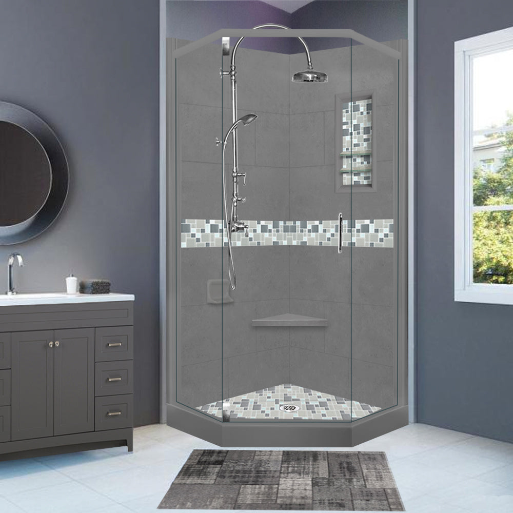 Neo-Angle Wet Cement Sistine Stone & Newport Mosaic Accent ("DIY Shower Remodel Kit")