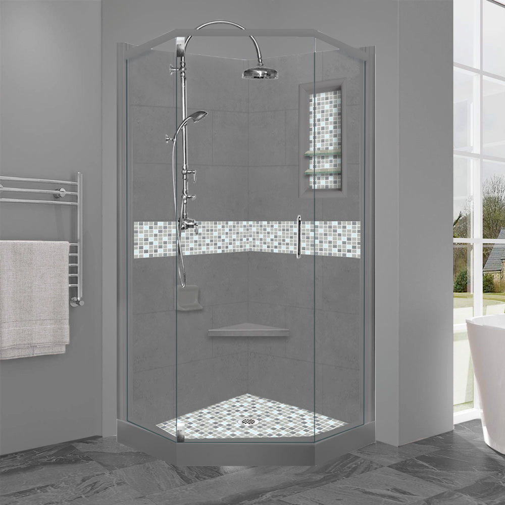 Neo-Angle Wet Cement Sistine Stone & Del Mar Mosaic Accent ("DIY Shower Remodel Kit")