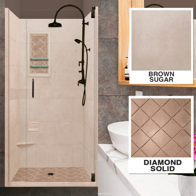 Diamond Solid Brown Sugar Small Alcove Shower Enclosure Kit