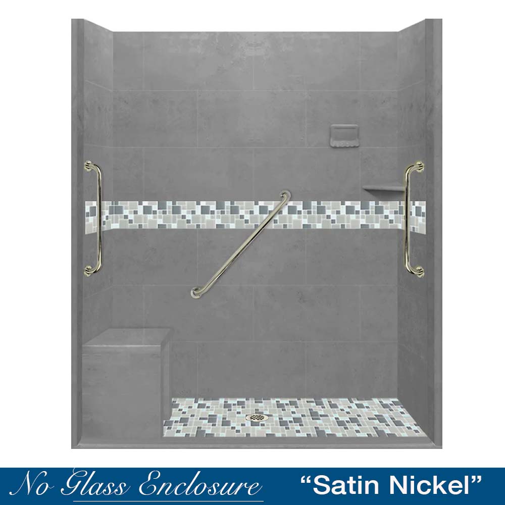 Freedom Zero Newport Wet Cement 60" Alcove Stone Shower Enclosure Kit