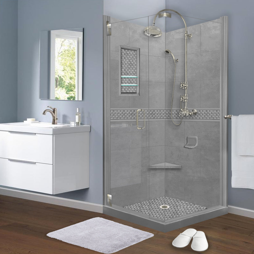 Corner Wet Cement Sistine Stone & Jewel Stone Accent ("DIY Shower Remodel Kit")