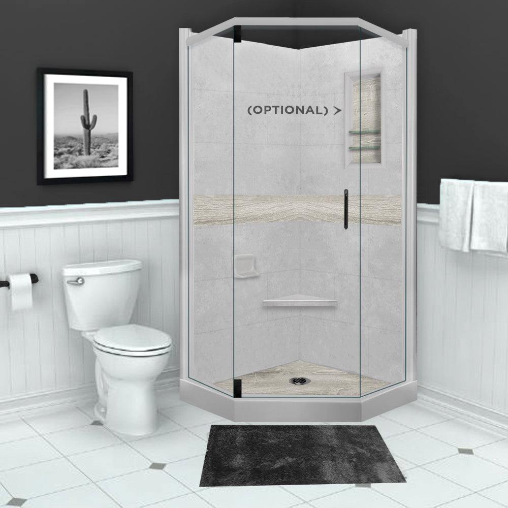 Neo-Angle Portland Cement Sistine Stone & Sterling Oak Wood Accent ("DIY Shower Remodel Kit")