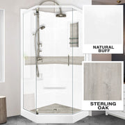 Neo-Angle Natural Buff Sistine Stone & Sterling Oak Wood Accent ("DIY Shower Remodel Kit")