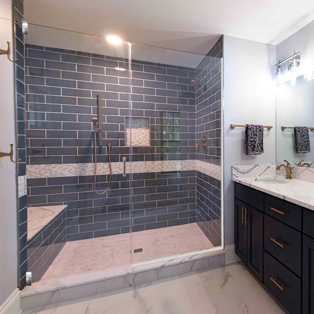 Stone Casings and Pivot Shower Door Kit