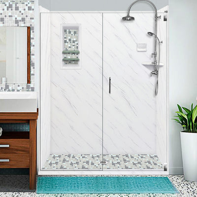 Carrara Marble Newport Mosaic Alcove Shower Kit